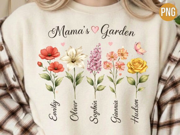Download Mama's Garden Birth Flower PNG T-shirt - Birth flower png Collection