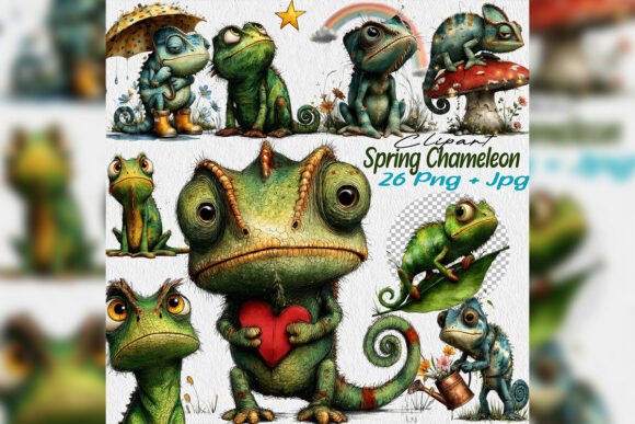 Download Watercolor Easter Chameleon Clipart - Watercolor easter Collection