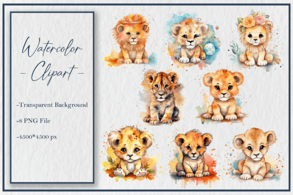 Download Watercolor Cute Lion Clipart Png Sub - Cute lion clipart Collection
