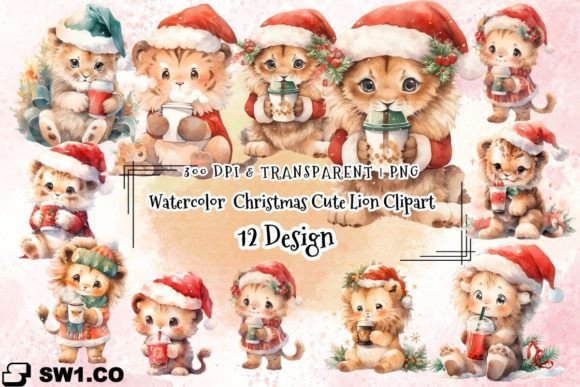 Download Watercolor Christmas Cute Lion Clipart - Cute lion clipart Collection