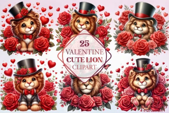 Download Watercolor Valentine Cute Lion Clipart - Premium Resources